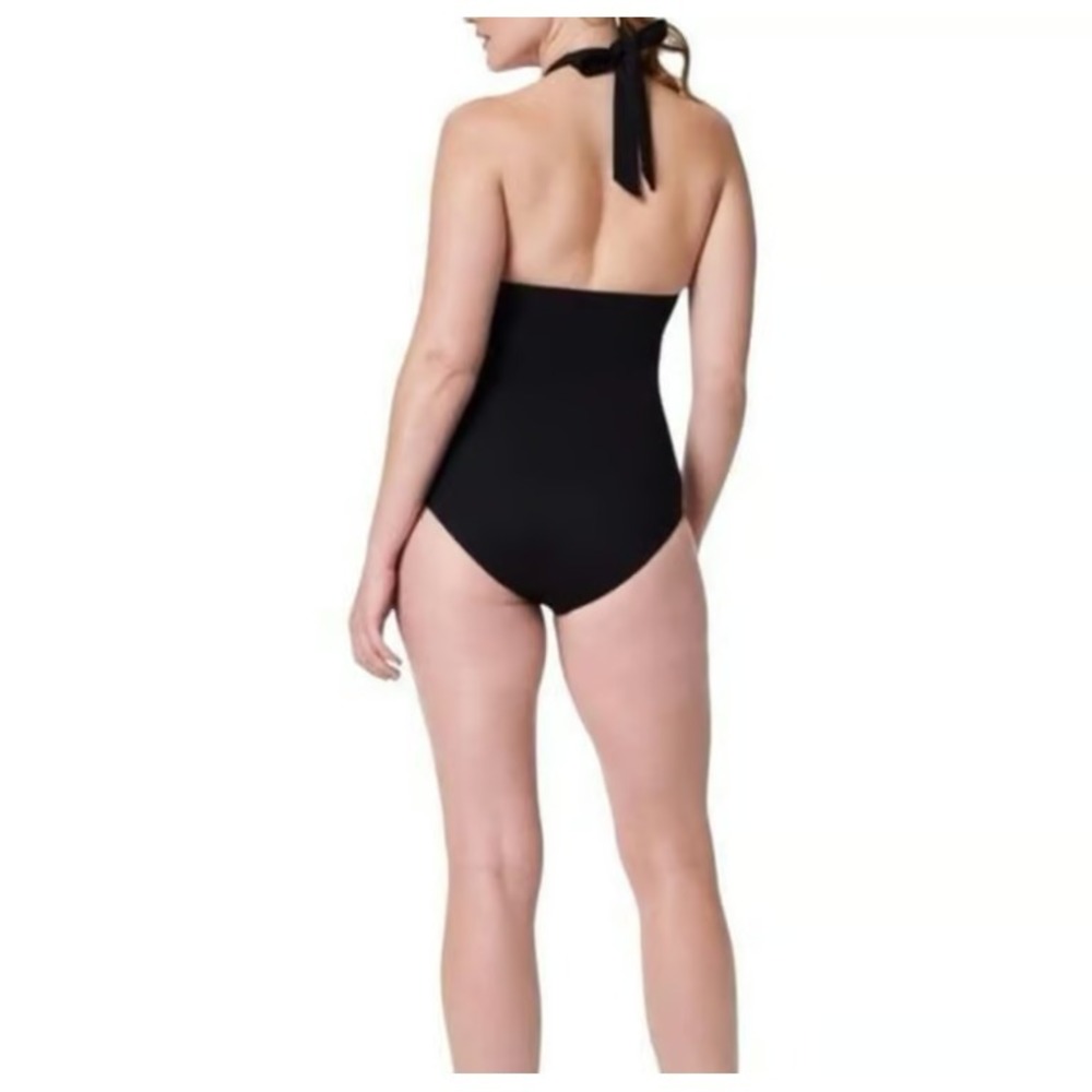 Spanx Pique‎ Shaping Halter One-Piece Swimsuit Very Black XL - Picture 2 of 9